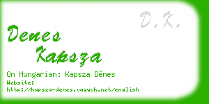 denes kapsza business card